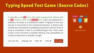 How to Create a Typing Speed Test Game Using HTML, CSS and JavaScript (Free Source Code)