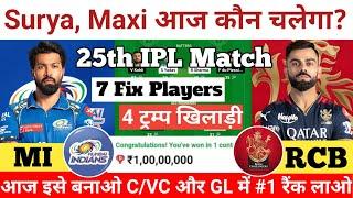 MI vs RCB Dream11 Prediction | MI vs RCB today Dream11 Team | Mumbai vs Bangalore Match Prediction