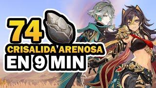 🪨CRISALIDA ARENOSA: 74 EN 9 MINUTOS | GENSHIN IMPACT | RUTA DE FARMEO RÁPIDA PARA ALHACEN