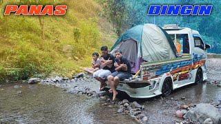 CAMPING DISUNGAI PAKAI TRAGA DITDIM!! DIRUMAH PANAS DI SUNGAI DINGIN..