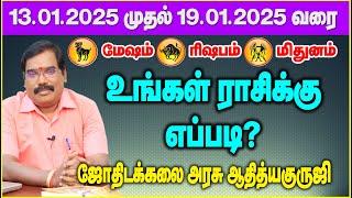 (மேஷம்,ரிஷபம்,மிதுனம்)குருஜி வார ராசிபலன்கள்(13.01.2025-19.01.2025)#adityaguruji #weeklypredictions