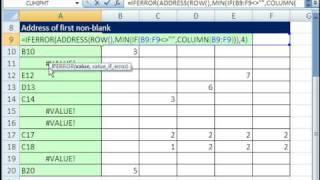 Excel Magic Trick 363: Return Cell Address of First Non-Blank