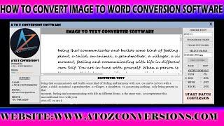 How To Use Imgae To Word Conversion Software |   Image To Word Converter Software | A to ZConversion