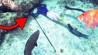 I SAVED His Face From THIS FISH! (Deep Reef Pole Spear Fishing)