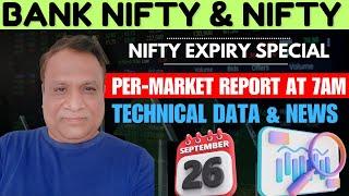 Nifty, Bank Nifty Technical / Data,  Pre- Market Update at 7 am,    26 -Sept -2024