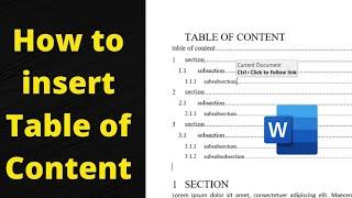 How to insert Table of contents in microsoft word in your thesis | create table of contents in Word