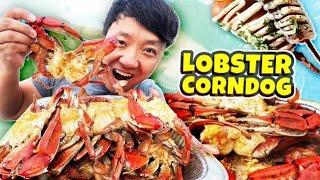 LOBSTER CORNDOG & #1 BEST Garlic Blue Crab | SEAFOOD TOUR Of Tampa Florida
