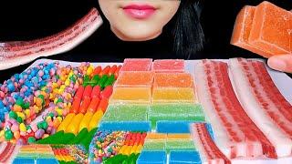 ASMR EATING COLOR JELLIES, RAW MEAT JELLY + WAX JELLY #asmr #mukbang #jellyasmr