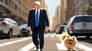 Live: Relaxing Pomeranian Dog Walk on the Sidewalk!