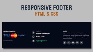 cara membuat footer di html dan css | responsive footer using html and css