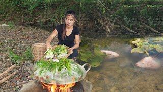 Catch and cook Red fish for survival food, Red fish soup tasty for dinner
