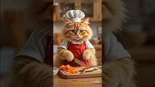 The Cutest Chef Cats Cooking Delicious Meals! #chefcat #foodie #funnyanimals #pizzalover  #aishorts