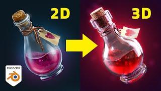 Love Potion: 3D Icon Modeling from 2D Design - Blender Tutorial