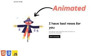 Animated 404 Not found Page in HTML, CSS & JavaScript | Responsive Design