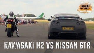 Kawasaki H2 vs Nissan GTR Bike vs Car Drag Race