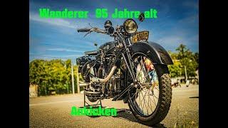 Wanderer Motorrad 95 Jahre alt wird angekickt  Moped Biker 4K Motorrad Ikone