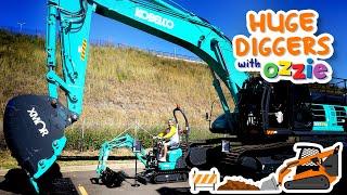 Huge Diggers For Kids! | Learn About All Types of Diggers, Tractors, Cranes & Lawn Mowers with Ozzie