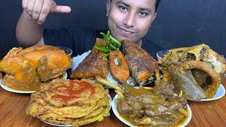 EATING MUTTON CURRY ,MUTTON LIVER ,WHOLE CHICKEN ,GOAT HEAD ,FISH CURRY ,EGG OMELETTES & CHILLIS