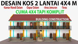 DESAIN KOS KOSAN 2 LANTAI 4X4 m || DENGAN DAPUR DAN KAMAR MANDI DALAM