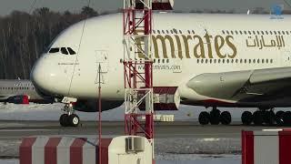 Вылет Airbus A380 Emirates из аэропорта Домодедово, март 2022.