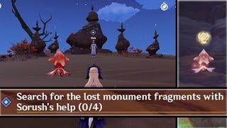 Search for the lost monument fragments with Sorush's help - Genshin Impact World Quest