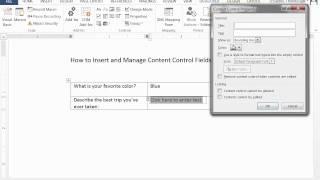 How to Insert and Use Content Control Fields in Word 2013