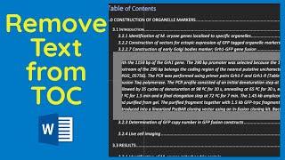 Table of content: Text appearing in table of contents | Caption showing in table of content in words