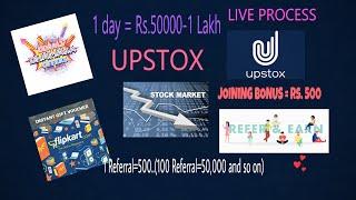 Upstox free demat account opening live process+ diwali offer+ joining bonus 500+ refer and earn