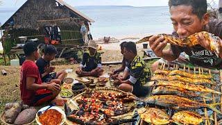 Hari ke 8 di PULAU TERPENCIL Mudahnya mancing ikan makan di gubuk tua serasa Surga