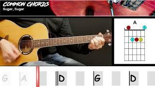 Sugar, Sugar - The Archies | EASY GUITAR CHORDS | Common Chords