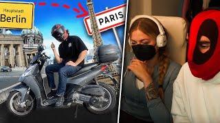 Kuhlewu fährt mit einem Roller von BERLIN nach PARIS Knattercrew Reaktion