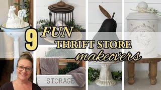 9 FUN THRIFT STORE MAKEOVERS!~Trash to Treasure Home Decor Projects~Rustic Farmhouse Decor Ideas