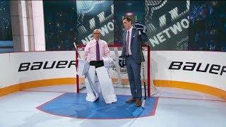 Bauer Rink Demo:  Two - Pad Stack  Demonstrating the two - pad stack goalie manauver  Dec 17,  2018