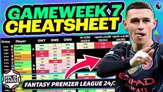 FPL GW7 CHEATSHEET | Fantasy Premier League 24/25