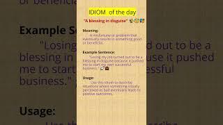 Idiom of the Day: "A Blessing in Disguise"  #trending #shortsvideo #englishlanguagelearning