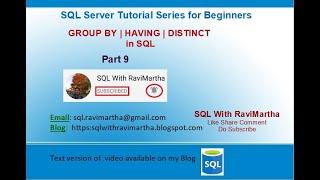 GROUP BY | HAVING | DISTINCT in SQL | Finding Duplicate records | WHERE | Order of SELECT