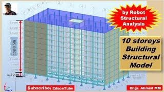 Ten storeys Building Structural Model by Autodesk Robot Structural Analysis Professional 2021