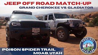 Jeep Grand Cherokee (WK2) vs. Jeep Gladiator on Badge of Honor Trail | Poison Spider Trail | Moab