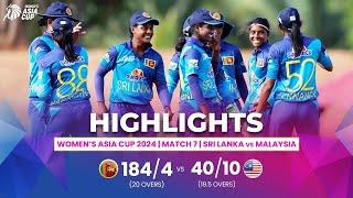 Sri Lanka (W) vs Malaysia (W) | ACC Women's Asia Cup | Match 7 | Highlights