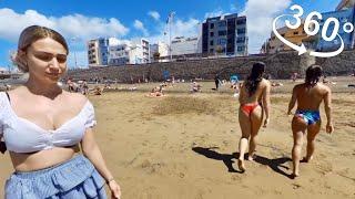 Walk with me at Las Canteras Beach in Las Palmas, Gran Canaria. 360° Virtual Reality