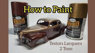How to Paint a model car body with Testors Extreme Lacquers and 2 tone a body.  Repair and Polish