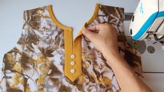 Cut and sew neck collar in the fastest and most perfect way beginners, collar neck design