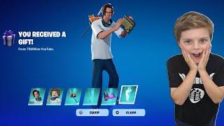 Gifting My 11 Year Old Kid NEW Fortnite icon Series Skin Unlocking RUBIUS Skin Bundle Today