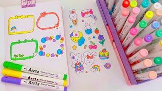 DIY cute kawaii Journal stickers  Trying Out New Markers / Arrtx 60 Colors Acrylic Markers Review