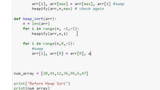 Heap Sort in Python using Jupyter Notebook