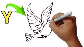 How to Draw a Flying Bird Easy Step By Step, Bird Drawing Tutorial | How to Draw a Bird Flying Easy