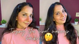 TRYING OUT VIRAL MAKEUP HACKS!!! | VIRAL BLUSH TECHNIQUE