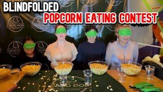 POPCORN EATING CONTEST BLINDFOLDED Cacio Pop in New York City!! #RainaisCrazy