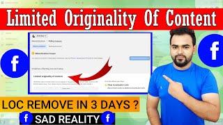 How to Remove Limited Originality of Content from Facebook Page 2023 | LOC Remove in 3 days reality
