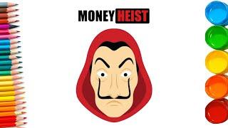 Drawing money heist mask step by step